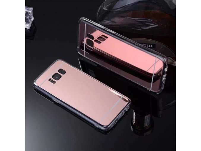 Zrcadlový silikonový kryt na Samsung Galaxy S8 růžový 1