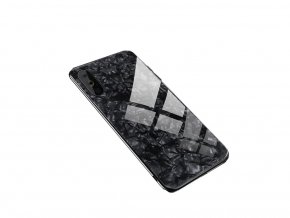 Skleněný luxusní Marble kryt na Huawei P20 - černý