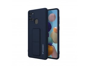 eng pl Wozinsky Kickstand Case flexible silicone cover with a stand Samsung Galaxy A21S dark blue 79997 1