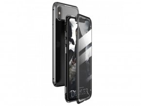 Magnetický oboustranný kryt s tvrzeným sklem na iPhone 14 - černý