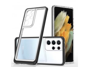 Akrylový Clear 3v1 obal na Samsung Galaxy S22 Ultra - černý