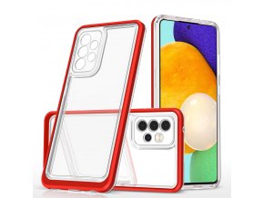 Akrylový Clear 3v1 obal na Samsung Galaxy A13 5G - červený