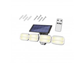 Solární nástěnné svítidlo nastavitelné dálkovým ovládáním 8 LED COB 800lm PIR IP65 4800mAh