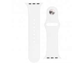 Silikonový řemínek s knoflíkovou sponou APS pro Apple Watch 8 / 7 / 6 / 5 / 4 / 3 / 2 / SE (41/40/38mm) – bílý