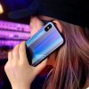 For iPhone XS Max XS X XR Case Gradient Color Blue Ray Aurora Tempered Glass Back