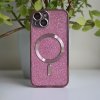 Třpytivý Chrome MagSafe kryt na iPhone 15 Plus - růžový
