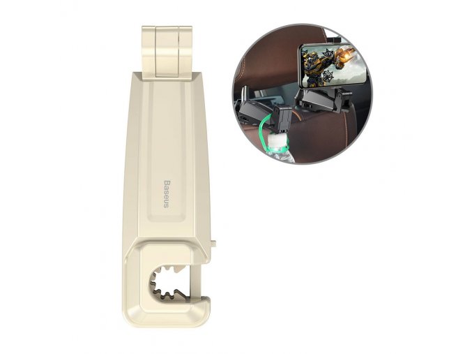 eng pl Baseus Car Rear Seat Headrest Phone Bracket Holder hook for 4 0 6 5 inch Smartphone khaki SUHZ A11 49705 20