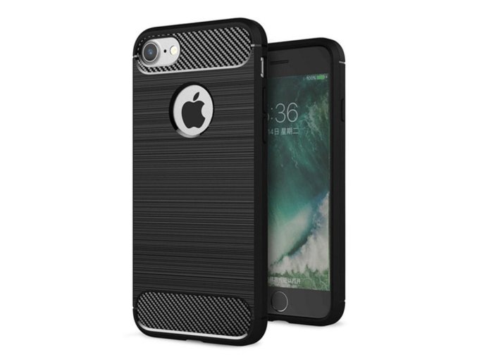 Ohebný carbon kryt na iPhone 7, iPhone 8 černý 1