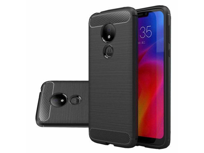 eng pl Carbon Case Flexible Cover TPU Case for Motorola Moto G7 Power black 48416 1 (1)