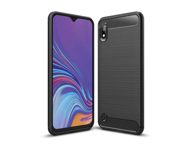 eng pl Carbon Case Flexible Cover TPU Case for Samsung Galaxy A10 black 51352 1