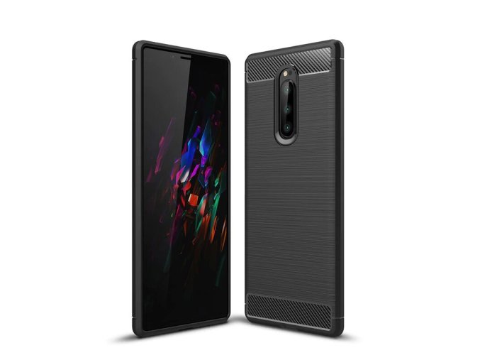 eng pl Carbon Case Flexible Cover TPU Case for Sony Xperia 1 black 48053 1