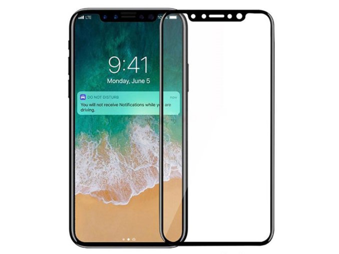 celoplošné nano flexi sklo na iPhone X černé