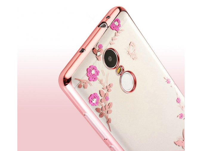 Květinový kryt na Xiaomi Redmi note 4 global růžový detail