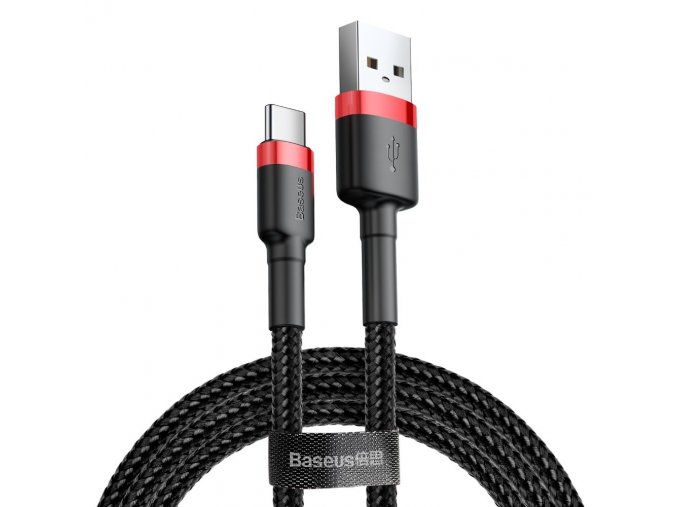 eng pl Baseus Cafule Cable Durable Nylon Braided Wire USB USB C QC3 0 2A 3M black red CATKLF U91 51809 1