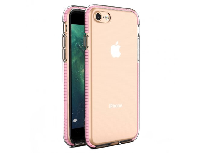 eng pl Spring Case clear TPU gel protective cover with colorful frame for iPhone SE 2020 iPhone 8 iPhone 7 light pink 59028 1