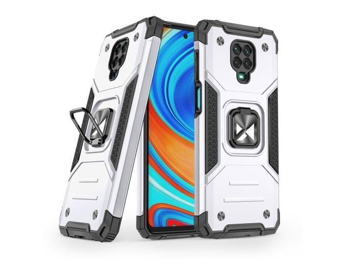 pol pl Wozinsky Ring Armor pancerne hybrydowe etui pokrowiec magnetyczny uchwyt Xiaomi Redmi Note 9 Pro Redmi Note 9S srebrny 66339 1