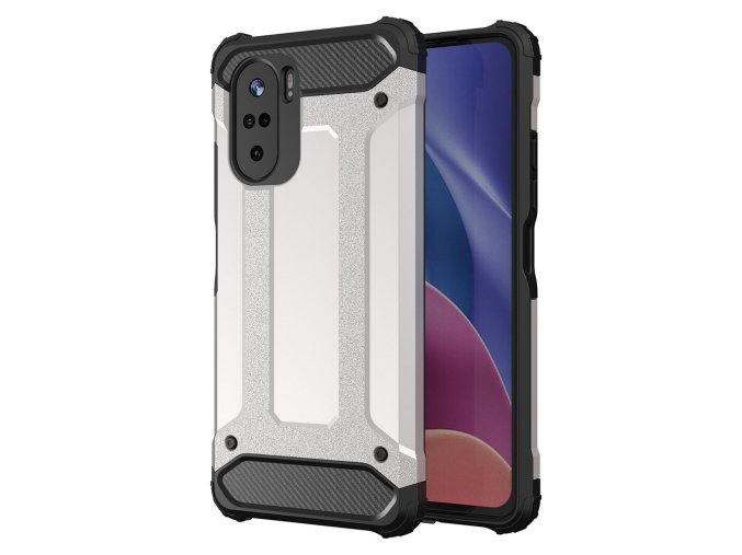 pol pl Hybrid Armor pancerne hybrydowe etui pokrowiec Xiaomi Redmi K40 Pro K40 Pro K40 Poco F3 srebrny 70266 1