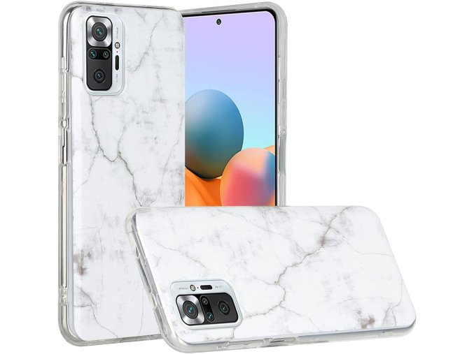 38724 silikonovy mramorovy kryt na xiaomi redmi note 10 pro bily