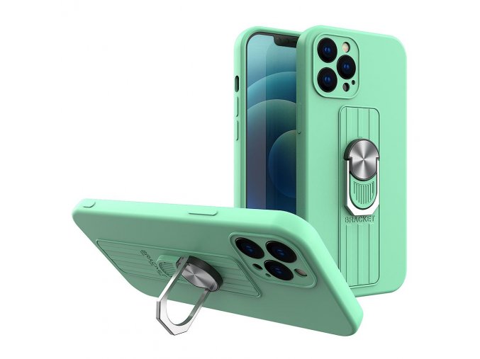 eng pl Ring Case silicone case with finger grip and stand for iPhone SE 2020 iPhone 8 iPhone 7 mint 75630 1