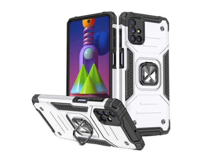 49353 wozinsky armor kryt s prstynkem na samsung galaxy m51 stribrny