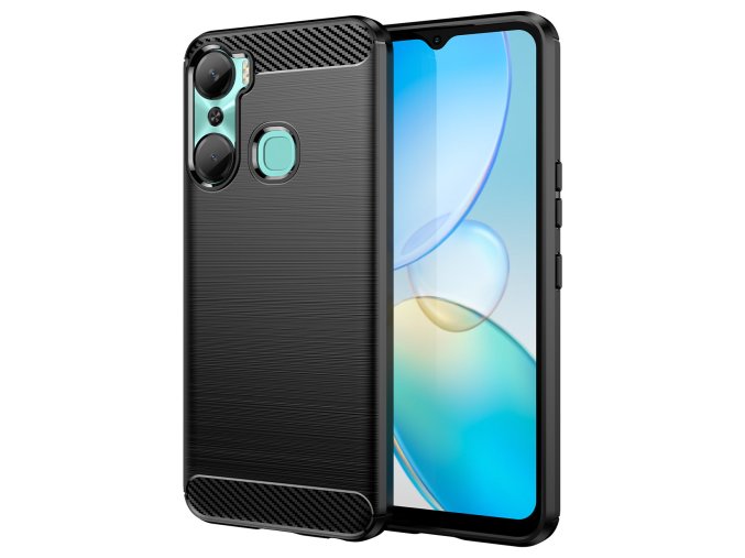 59678 pouzdro carbon case pro flexibilni silikonovy karbonovy kryt infinix hot 12 pro cerny