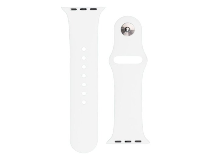 61799 silikonovy reminek s knoflikovou sponou aps pro apple watch 8 7 6 5 4 3 2 se 41 40 38mm bily