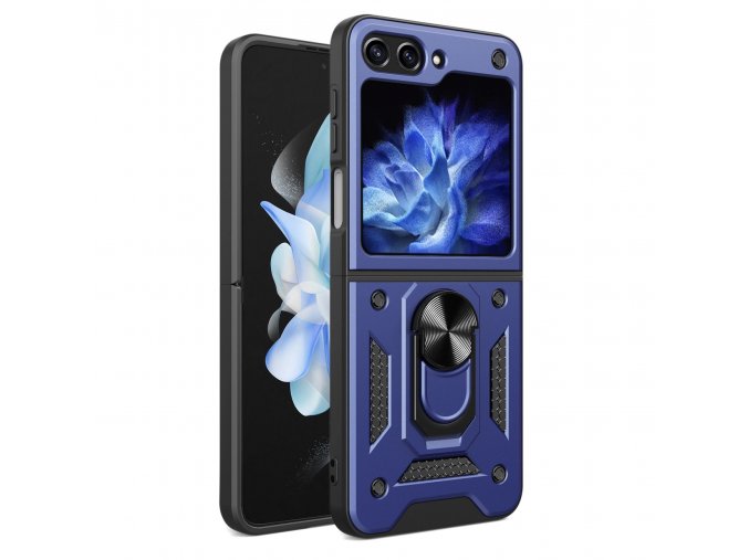 66897 hybrid armor camshield case for z flip 5 5g with camera protector blue