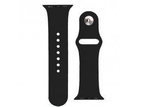 61835 silikonovy reminek s knoflikovou sponou aps pro apple watch 8 7 6 5 4 3 2 se 41 40 38mm cerny