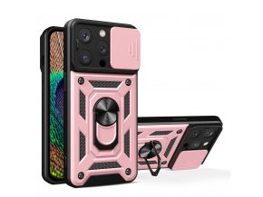 64116 pouzdro hybrid armor camshield se stojankem a krytem fotoaparatu pro iphone 15 pro ruzove