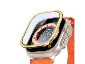 66819 tvrzene sklo dux ducis flas s hlinikovym ramem pro apple watch ultra 49 mm zlate