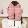 eng pl Touchscreen Winter Gloves 2in1 Striped and Fingerless Gloves Wrist Warmers pink 27078 1