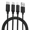 eng pl Remax Agile 3in1 RC 131th Nylon Braided USB micro USB Lightning USB C Cable 2 8A 1m black PD B31th black 54765 1