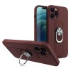 eng pl Ring Case silicone case with finger grip and stand for Samsung Galaxy A12 brown 75930 1