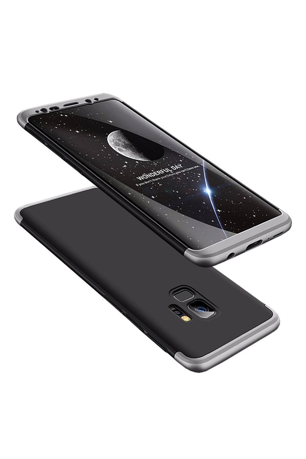 360 oboustranný kryt na Samsung Galaxy S9 stříbrnočerný 1