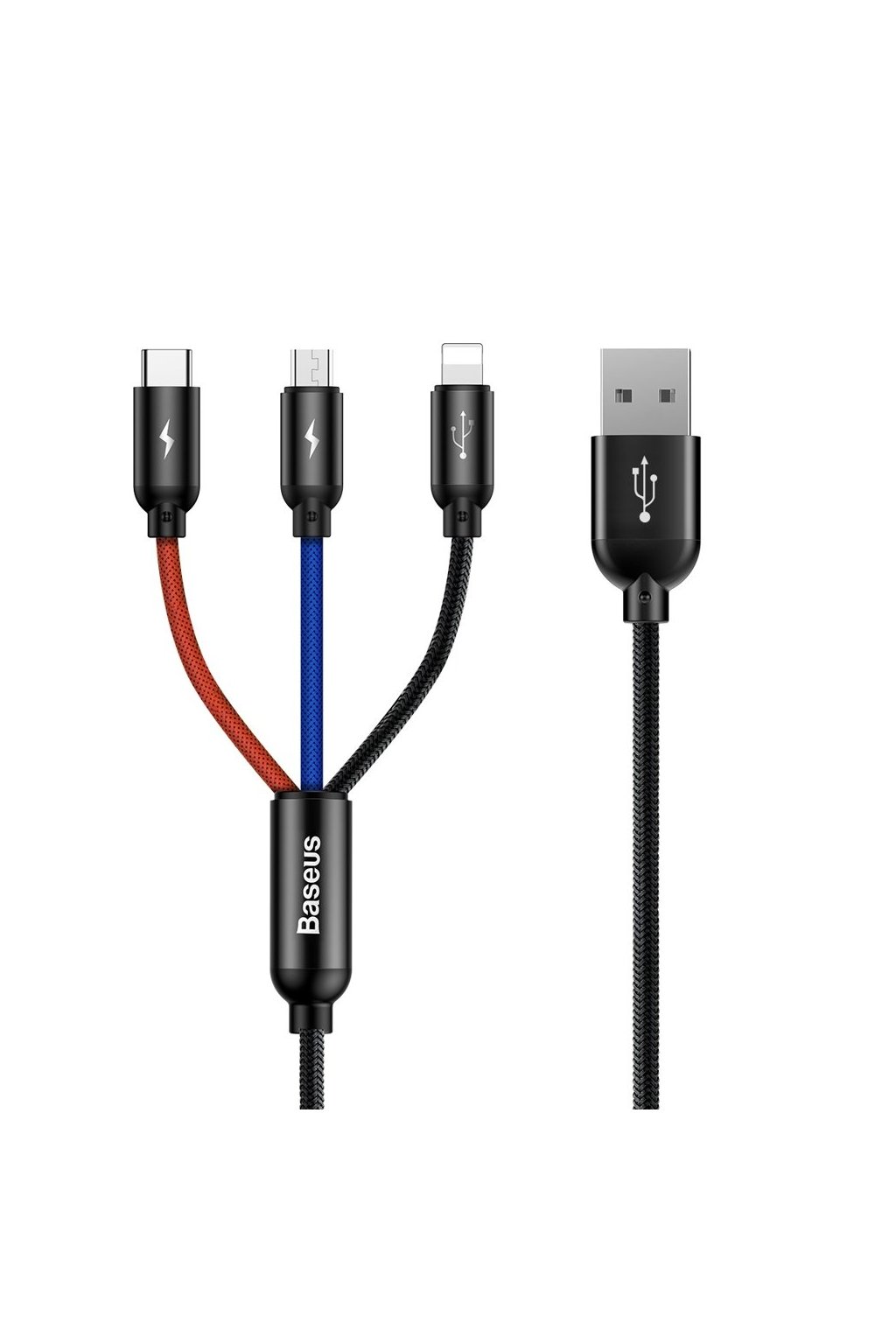 eng pl Baseus Three Primary Colors 3 in 1 Cable USB For M L T 3 5A 1 2M Black CAMLT BSY01 48209 6