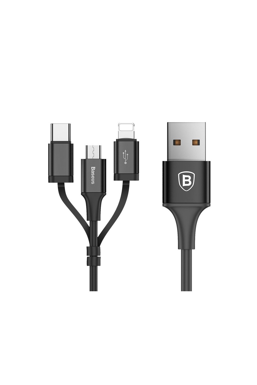 eng pl Baseus Excellent Three in one Cable USB For Micro Lightning Type C 2A 1 2M Black 40785 1