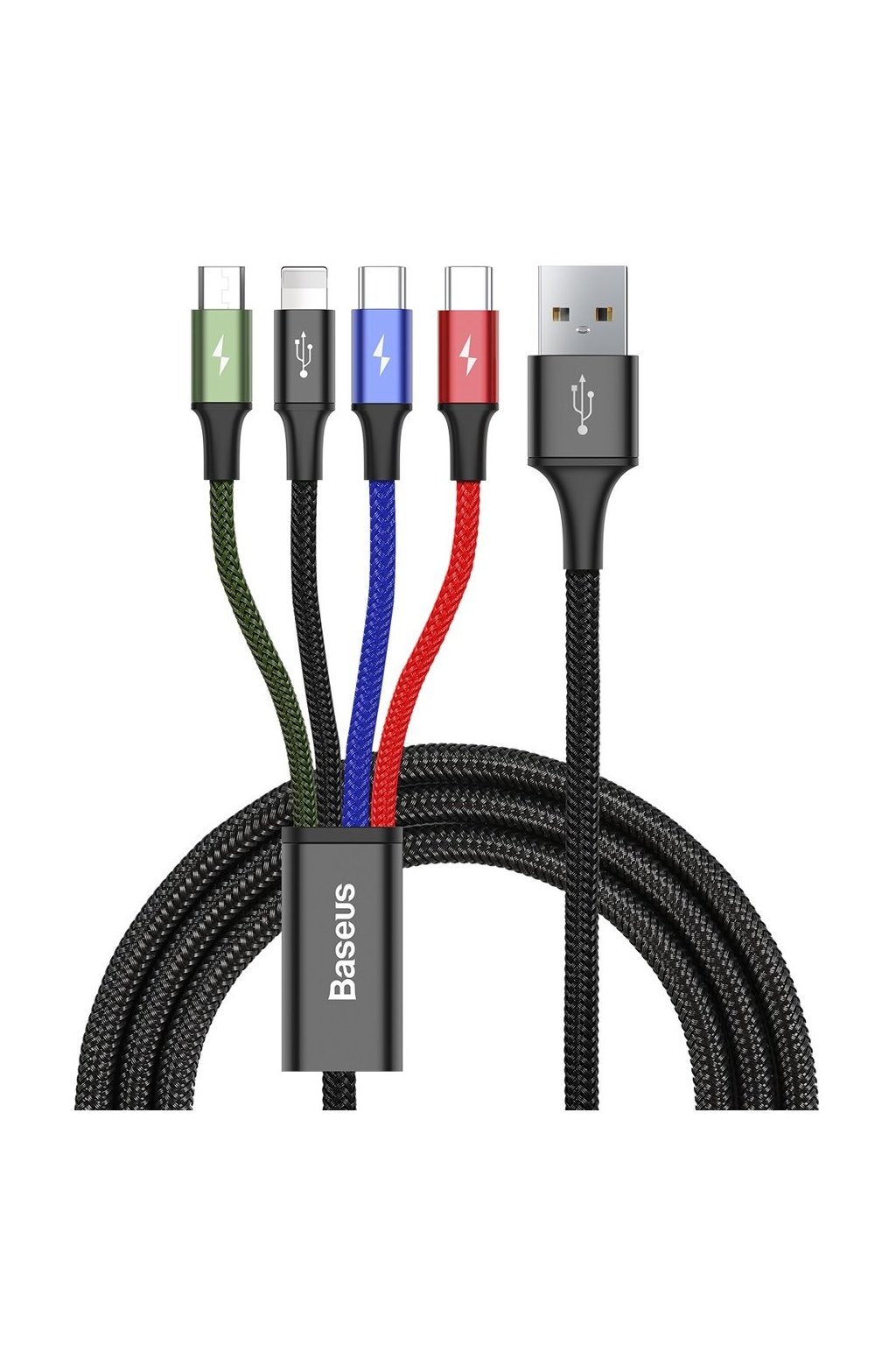 eng pl Baseus Lightning 2x USB Type C micro USB nylon braided cable 3 5A 1 2m black CA1T4 B01 51044 8