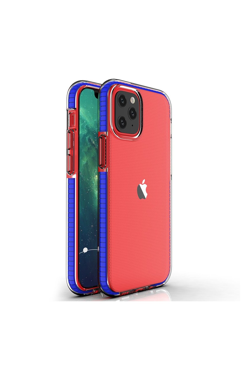 eng pl Spring Case clear TPU gel protective cover with colorful frame for iPhone 12 Pro iPhone 12 dark blue 63324 1