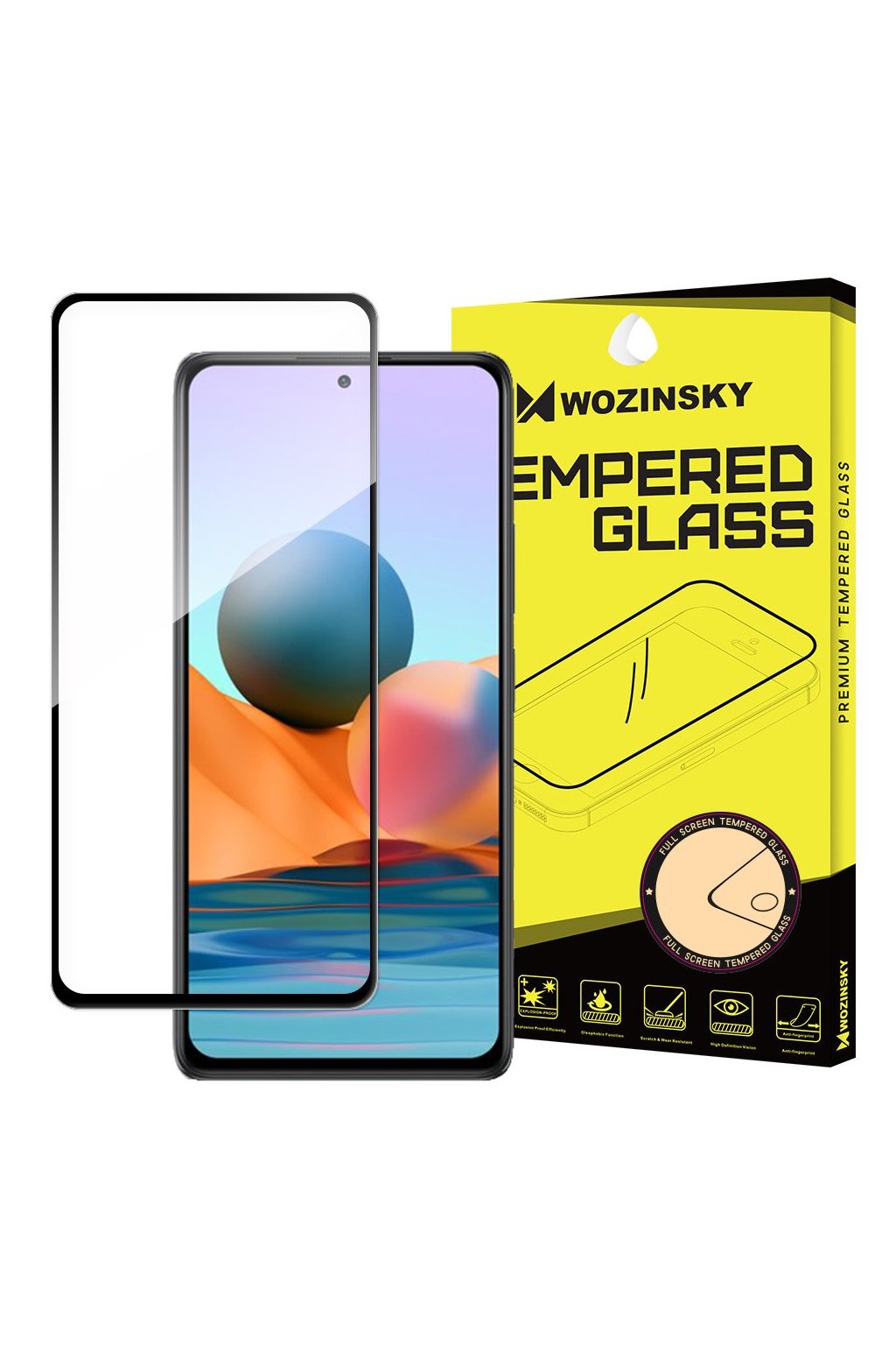 Wozinsky Tempered Glass Full Glue Super Tough Screen Protector Full Coveraged with Frame Case Friendly for Xiaomi Redmi Note 10 Pro black