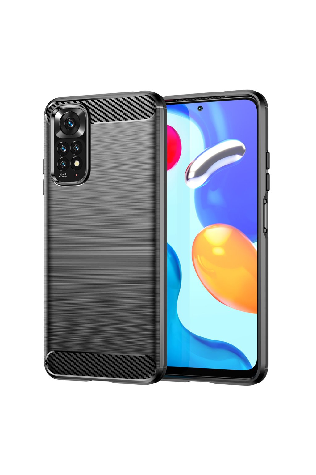 eng pl Carbon Case Flexible Cover Sleeve for Xiaomi Redmi Note 11S Note 11 black 91524 1
