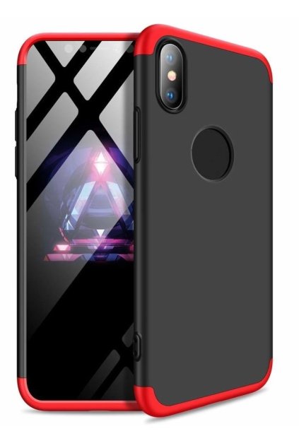 360 obojstranný kryt na iPhone XR - Červeno-čierny
