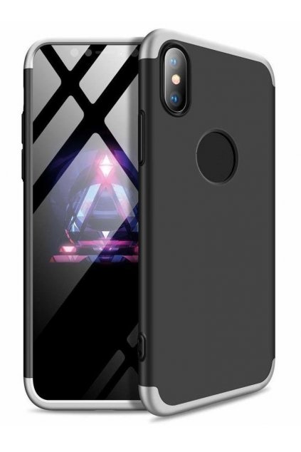 360 obojstranný kryt na iPhone XR - Strieborno-čierny