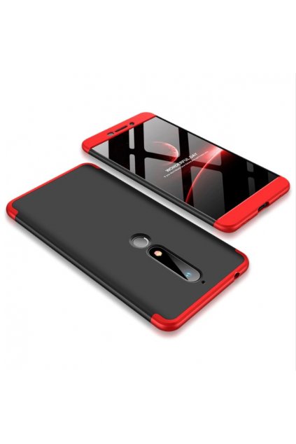 oboustranný kryt 360 na Nokia 6 2018 červenočerný