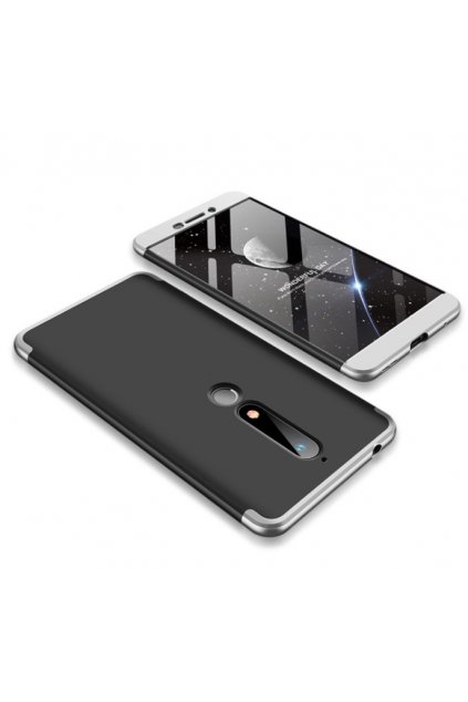 oboustranný kryt 360 na Nokia 6.1 stříbrnočerný tit