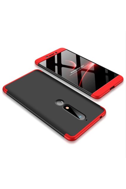 oboustranný kryt 360 na Nokia 6 2018 červenočerný