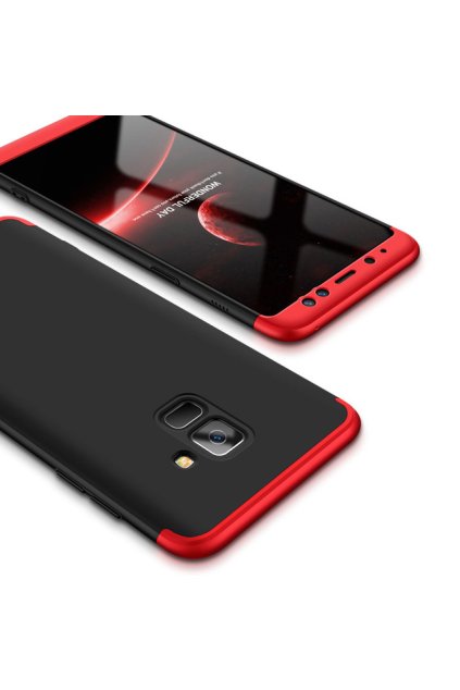 360 oboustranný kryt na Samsung Galaxy A8 2018 červenočerný 1