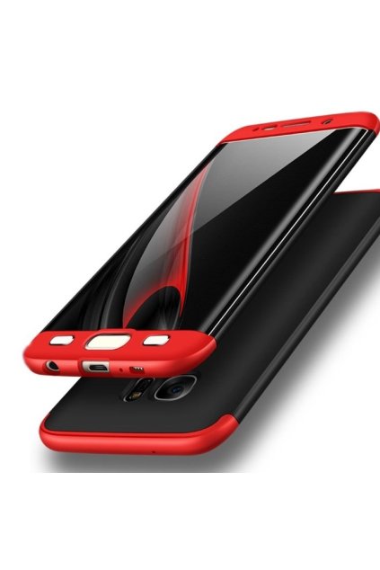 oboustranný kryt 360 na samsung S6 edge červenočerný tit