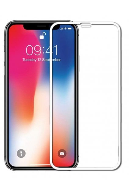 17573 3d full glue tvrzene sklo na iphone xs max bile