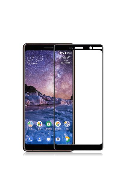 celoplošné 3D full glue sklo na Nokia 7 Plus černé
