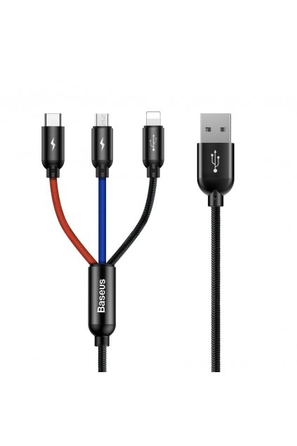 eng pl Baseus Three Primary Colors 3 in 1 Cable USB For M L T 3 5A 1 2M Black CAMLT BSY01 48209 6